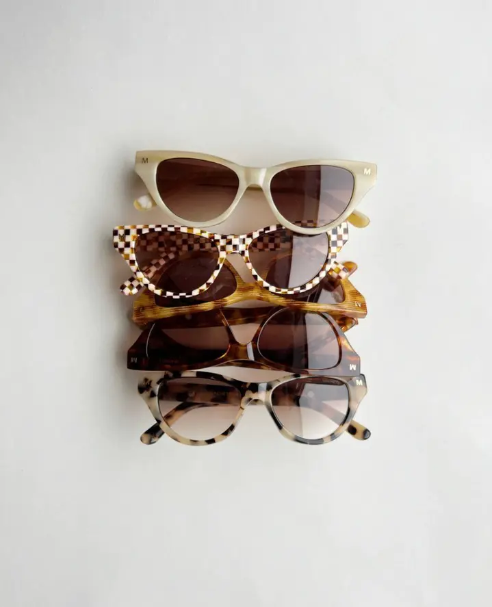 MWT Machete Checkered Brown & Cream Women\'s Sunglasses Suzy Cat Eye Sunglasses in Tortoise Checker - Machete – MACHETE main image 4