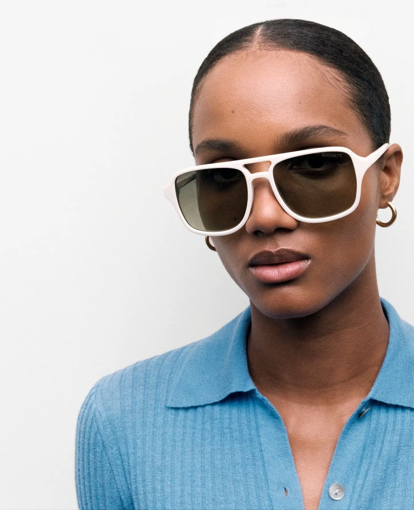 Anthropologie MACHETE Suzy Sunglasses in White NWT Suzy Cat Eye Sunglasses in Light Tortoise Stripe - Machete  main image 4