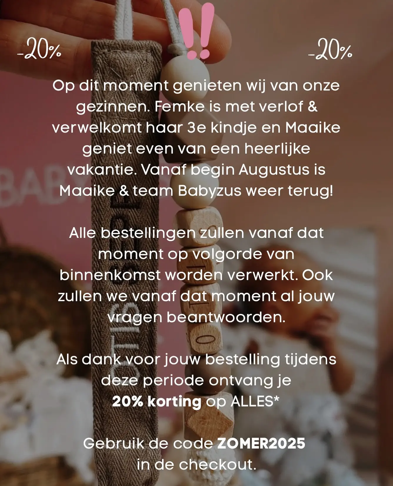 ☀️ - Wij zijn er even niet! 

Jouw bestelling iets later in huis, maar wel met een hele fijne kortin